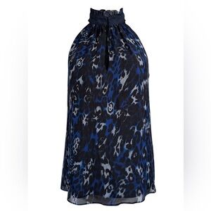 Ramy Brook - Black, Blue, & Grey Leopard Print Silk Sleeveless
